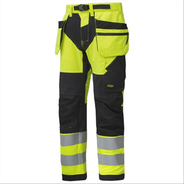 (NY) Arbetsbyxa SNICKERS WORKWEAR, 6932 FlexiWork, stl. 50, varsel/svart 