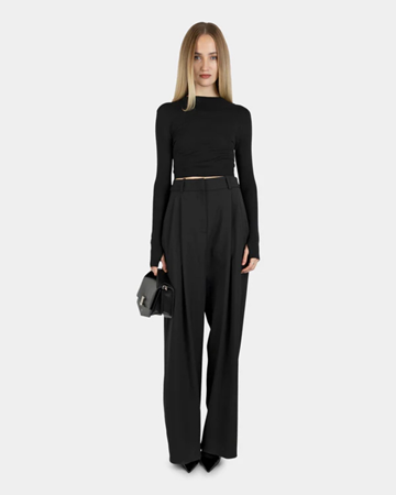 (NY) Top Nathalie Schuterman, Ellen Cropped Sweater Black, svart, stl. 34