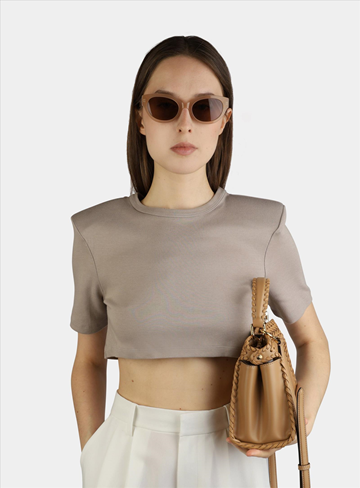 (NY) Cropped t-shirt Nathalie Schuterman, Fanny, beige, stl. XS